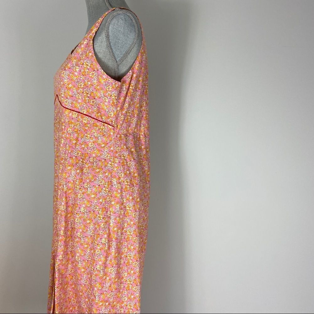 Vintage Pink Orange Floral Dress Handmade.Feminine Summer Romantic Poetcore - Picture 5 of 12